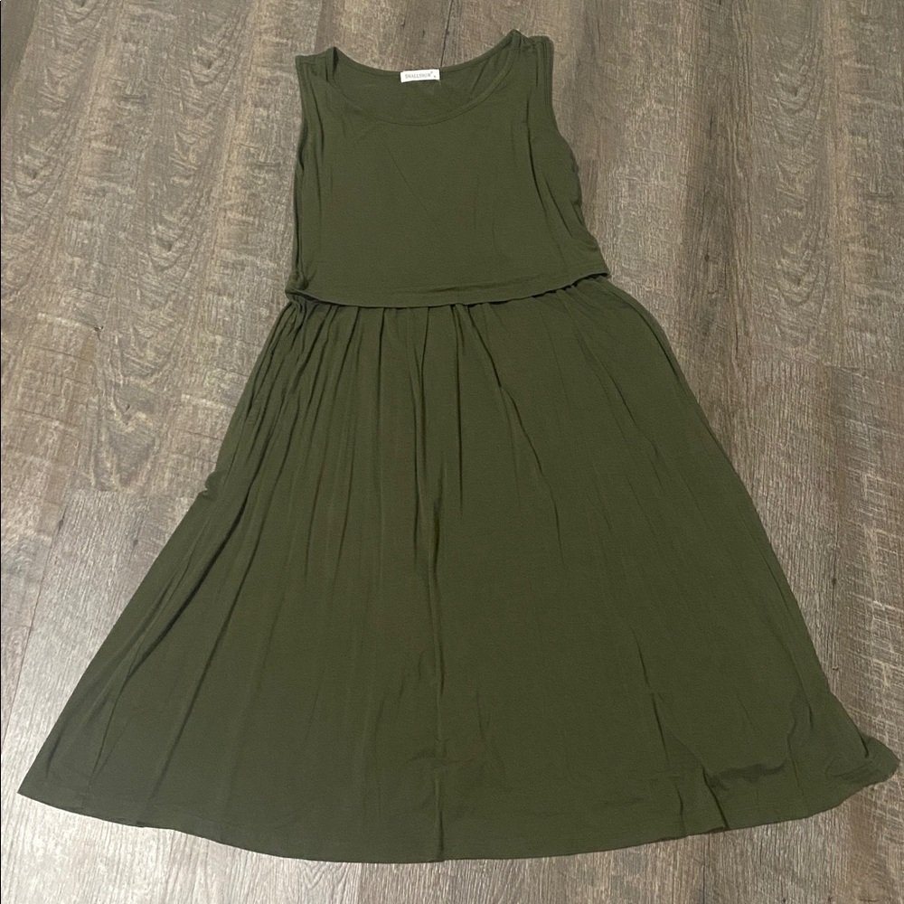Nursing/Breastfeeding Army Green Midi Dress